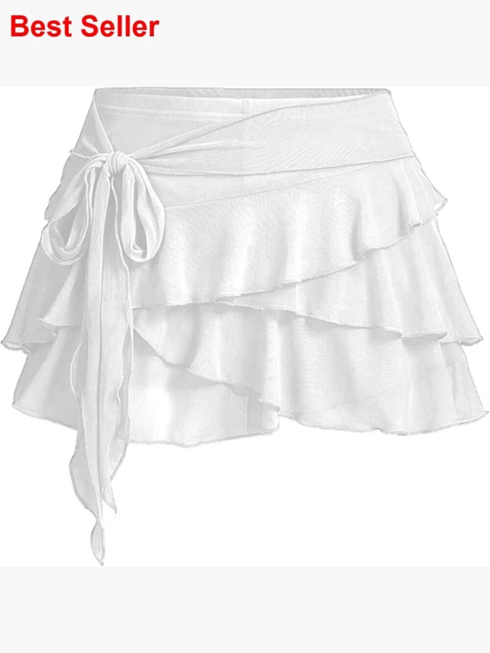 Mesh Mini Skirt with Ruffle Hem and Built-in Shorts